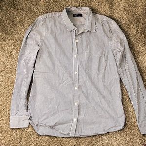 Gray and white stripped button up
